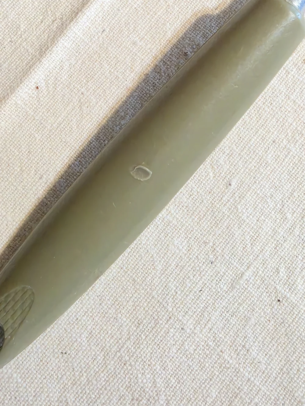Vintage Avocado Green Slotted Serving Spoon - Stainless Steel Kitchen Utensil